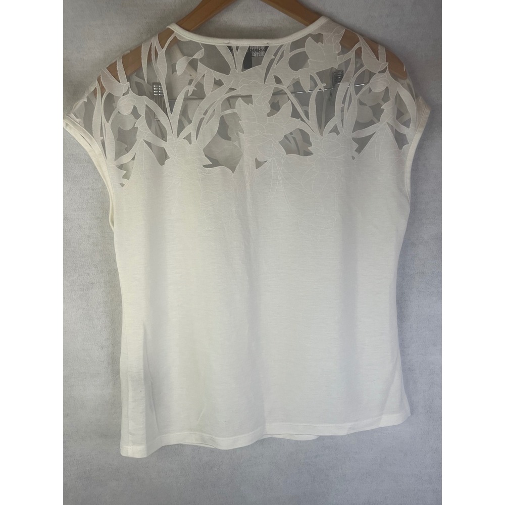 Catherine Malandrino cream‎ top lace floral cut out Sz Medium Summer Lightweight - Picture 6 of 6